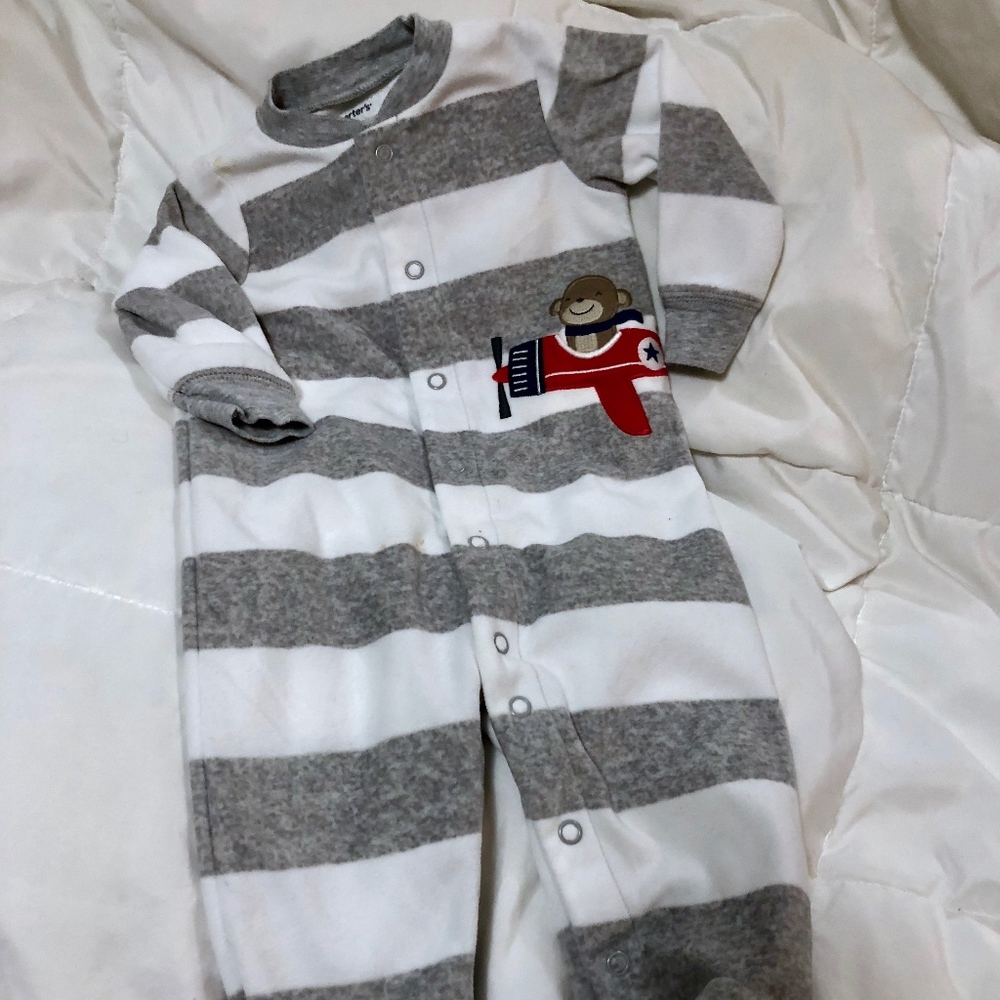 striped monkey fleece footies pajamas